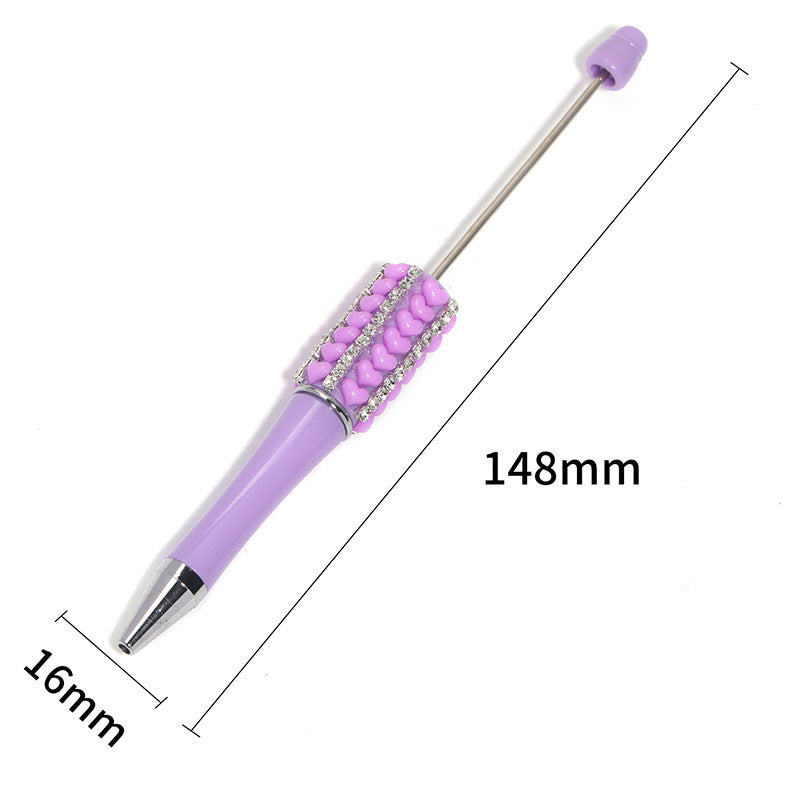 Creative Heart-Shaped Diamond-Studded Beaded Pen