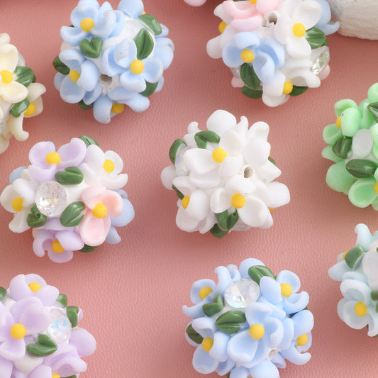 Large Gardenia Flower Ball Drill Ball Clay Beads
