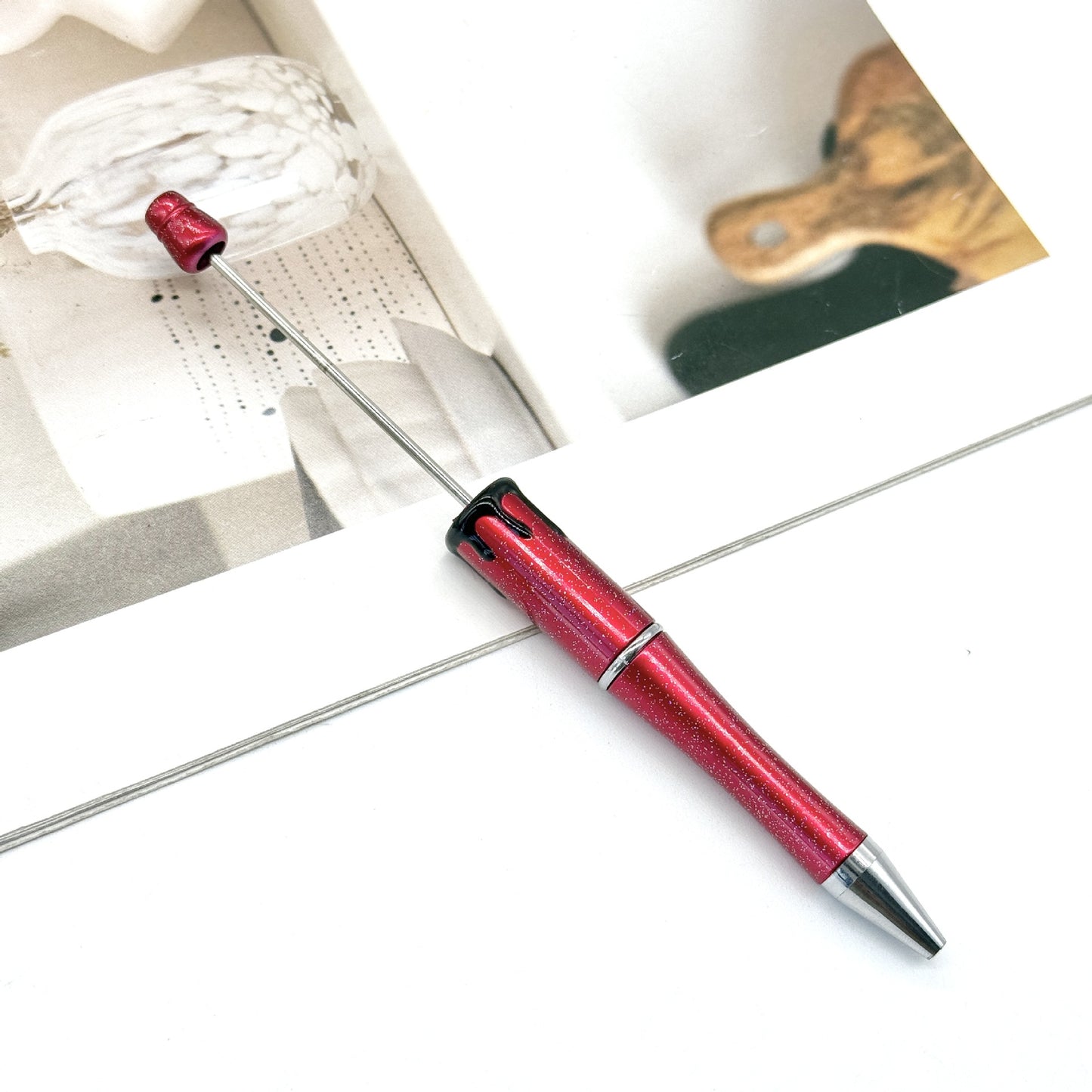 Blood Print Beaded Pen Fun Hand-painted Rotating Cute Pen