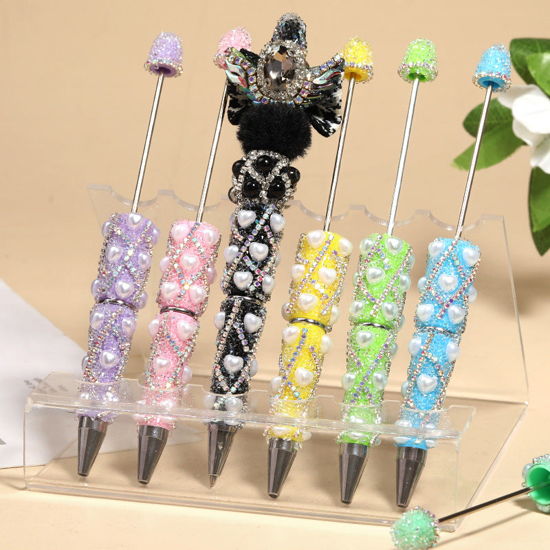 Heart Shape Pearl Full Diamond Beaded Pen