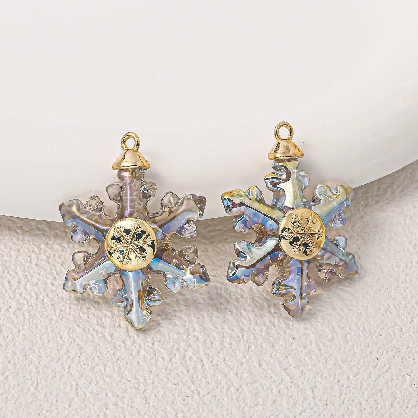 Mabe Transparent Snowflake Alloy Charm