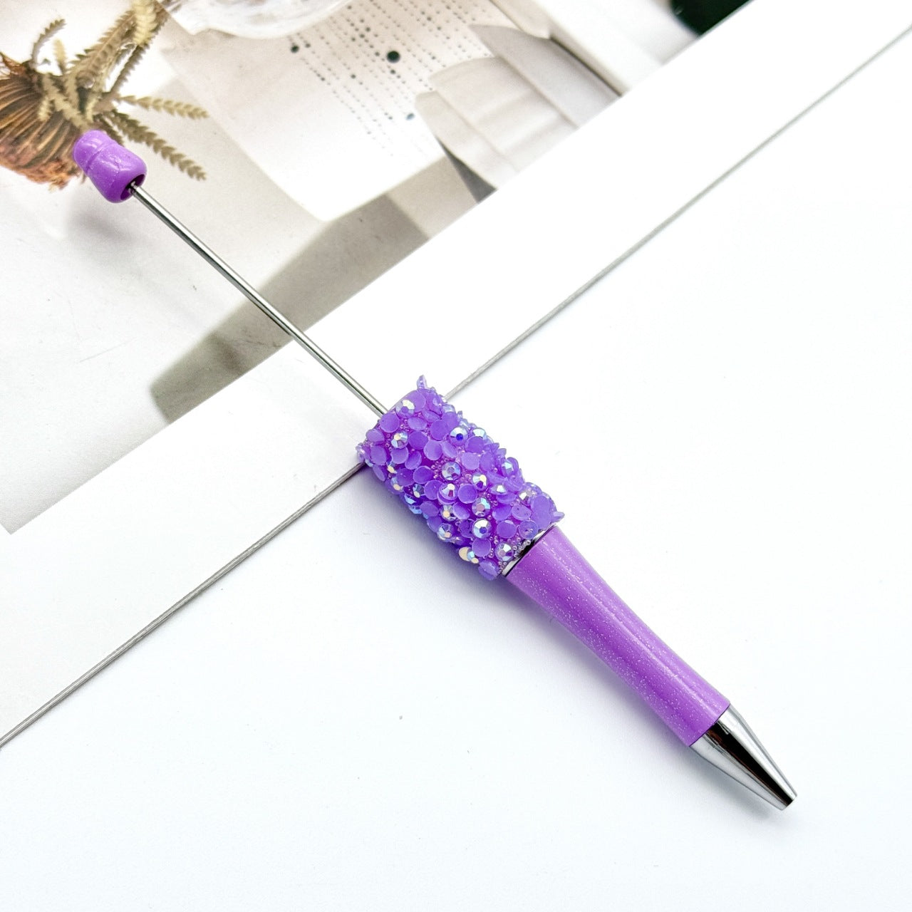 Sequin Beaded Pen Ins Colorful Resin Ballpoint Pen Student Gift Pen Beadable Rotating Cute Pen