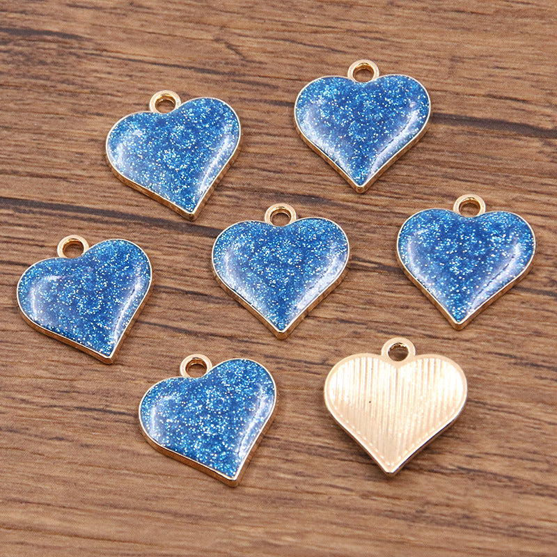 Golden Enamel Oil Drop Charm Heart Pentagram Moon Glitter Charms