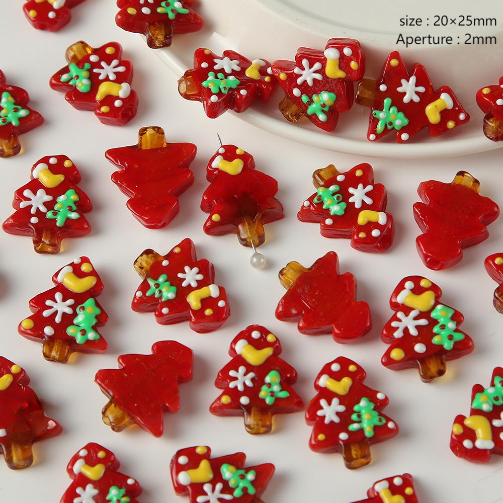 glass red christmas tree beadable beads