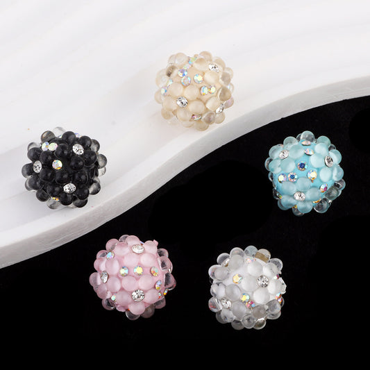 Inlaid Diamond Flower Bubble Beads