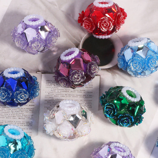 High-end Metal Rose Flower Straight Hole Loose Beads