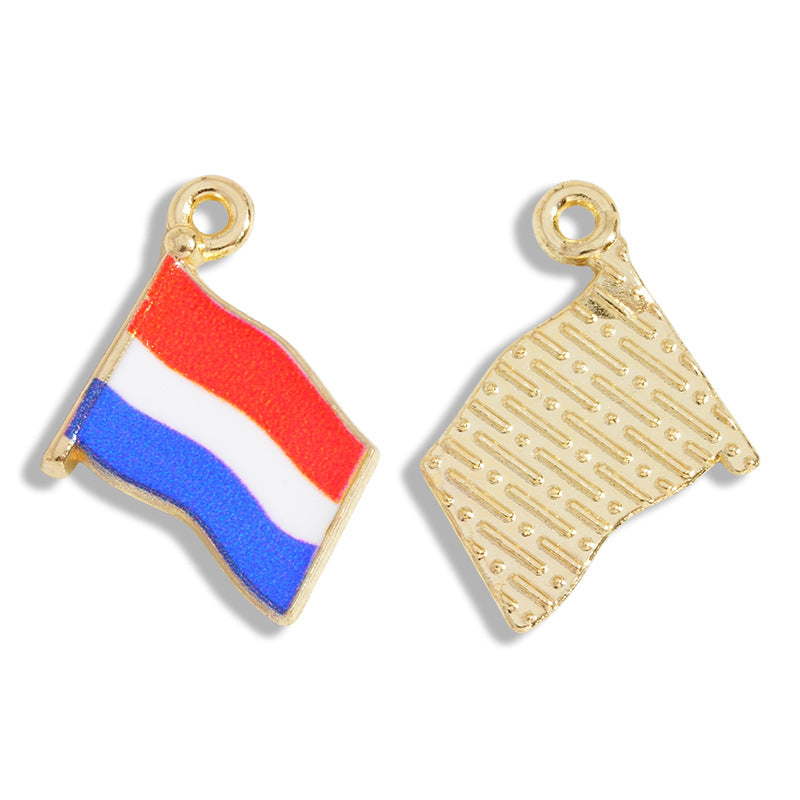 10 Pcs  Alloy World Flag Pendants，16*14mm
