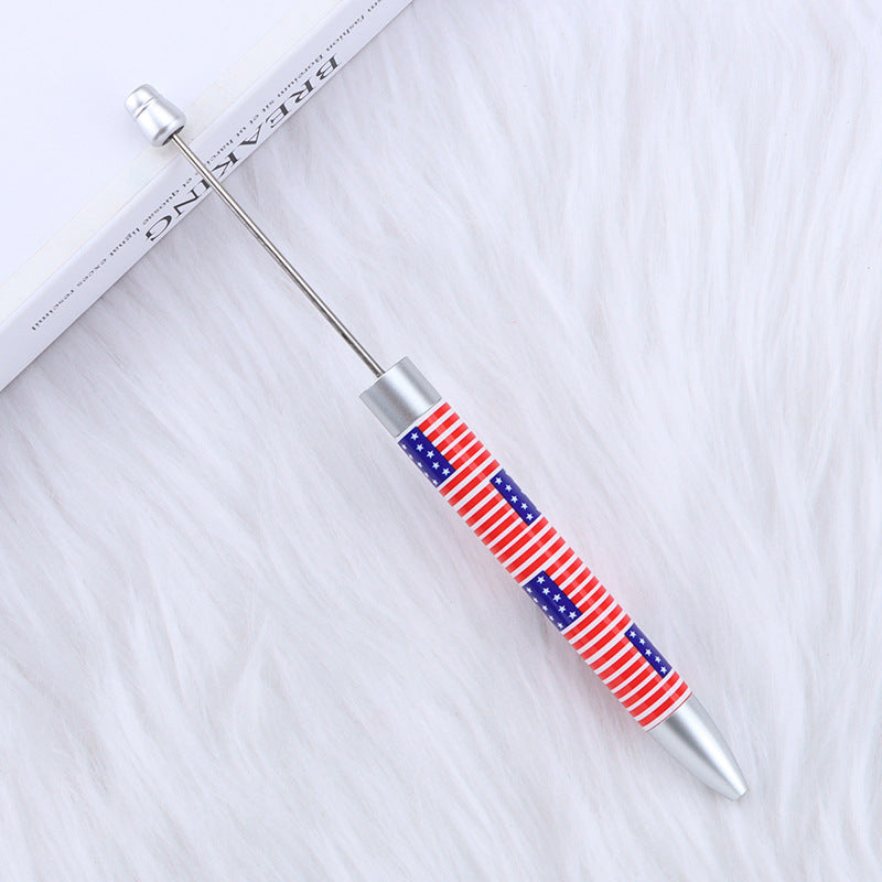 Long Flag Print Beaded Pen Educational Handmade Beading Cute Pen
