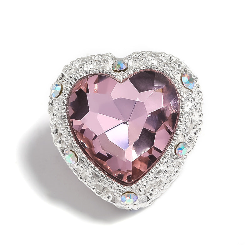 Colorful Oval Rhinestone Through-Hole Beads Heart-Shaped Beads