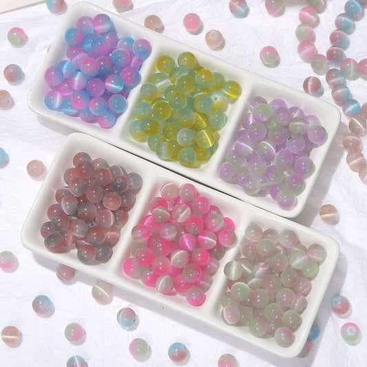 Gradient Two-tone Cat's Eye Stone Imitation Jade Beads