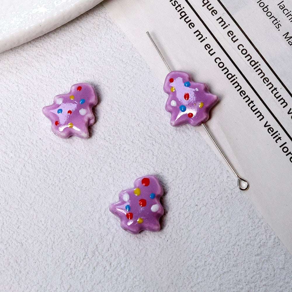 Summer Cute Hand-Painted Ceramic Beads Cartoon Christmas Tree