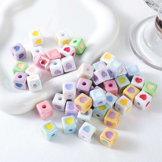 Cute Plating Color Heart-Shaped Oil Dripping Square