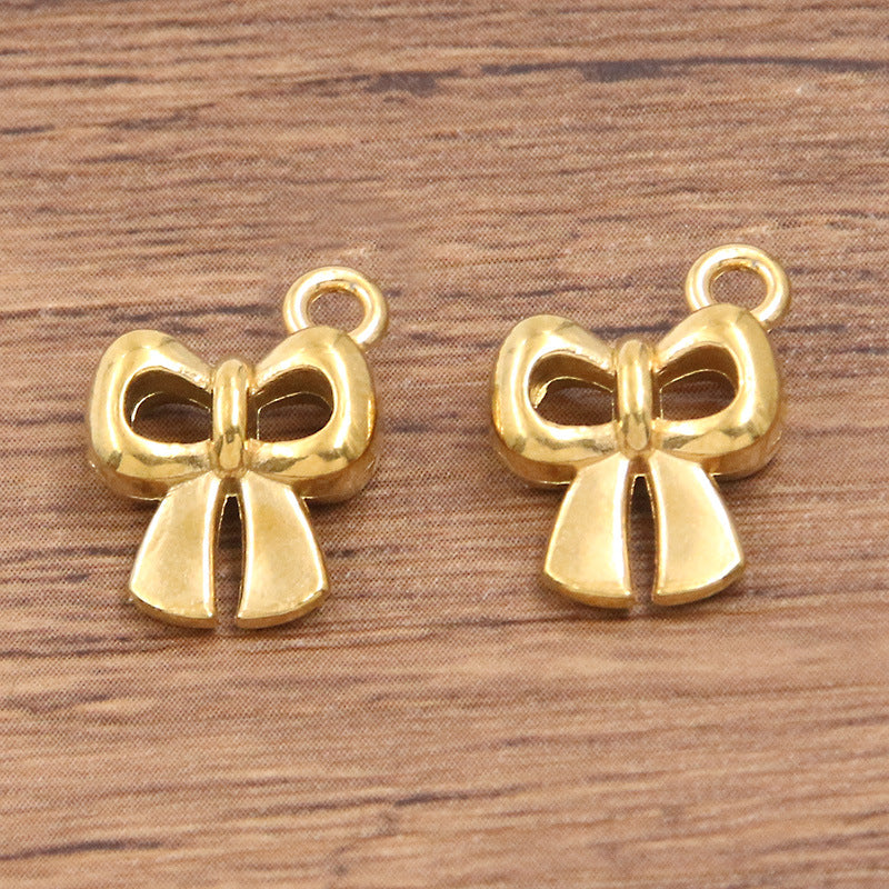 4 Styles 2 Colors Stainless Steel Gold Vacuum Plating Charm Bowknot Hat Heart Pendant