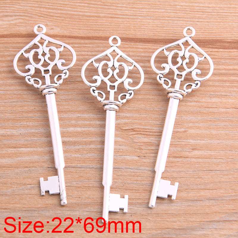 22X69mm DIY Alloy Hollow Key Pendant Hanging Ornament Charms