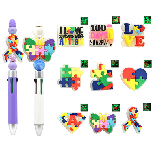 Fluorescent Autism Theme Series Silicone Focus Beads Silicone Focus Beads