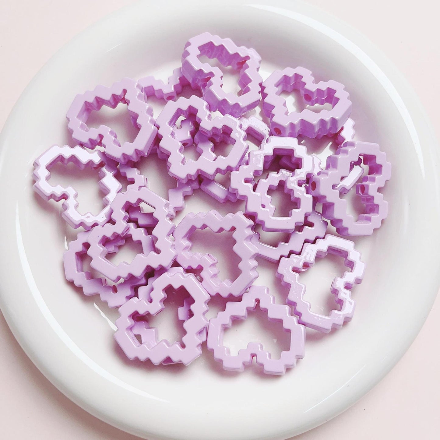 Pixel Heart Beads Enamel Acrylic Beads