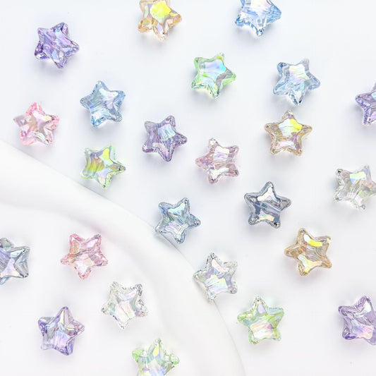 Transparent Acrylic UV Colorful Star Through Hole Beads