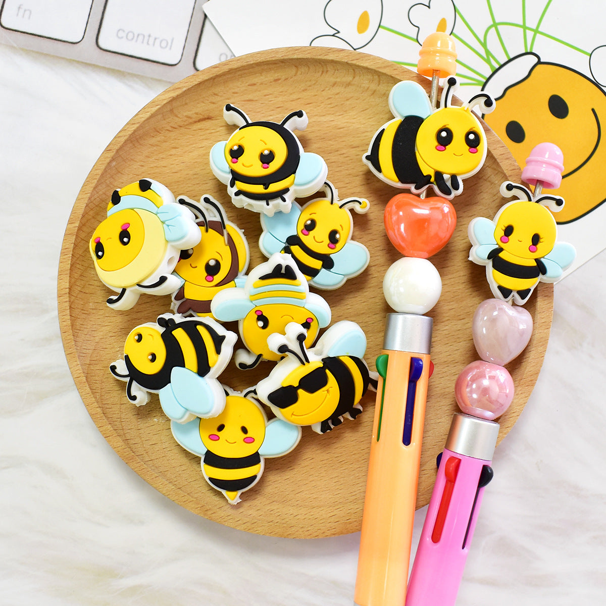 Cute Bee Silicone Focal Beads
