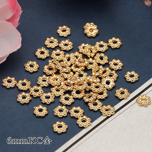 4/6mm Alloy Flower Core Gold-Plated Gear Spacer Beads