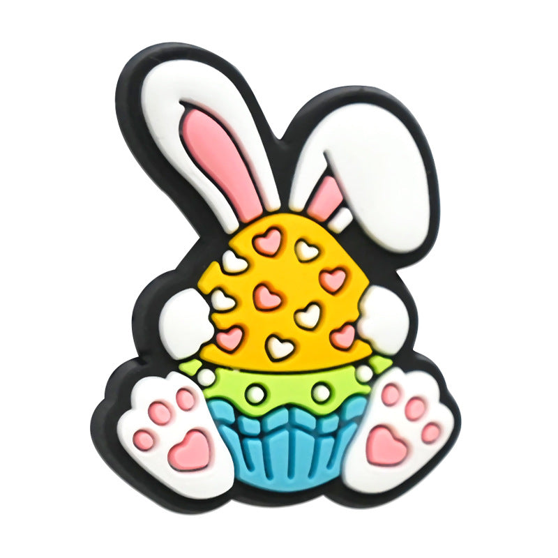 Cute Cartoon Easter Bunny Silicone Focal Beads