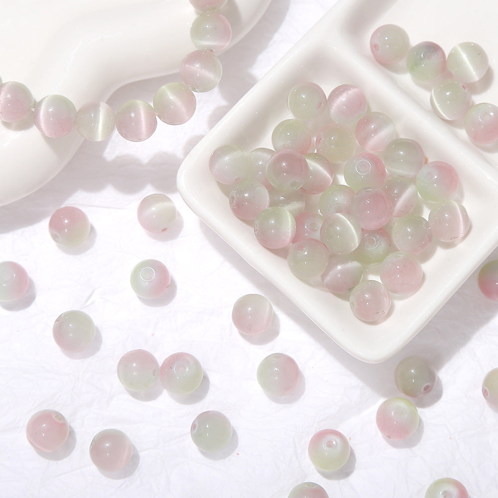 Gradient Two-tone Cat's Eye Stone Imitation Jade Beads