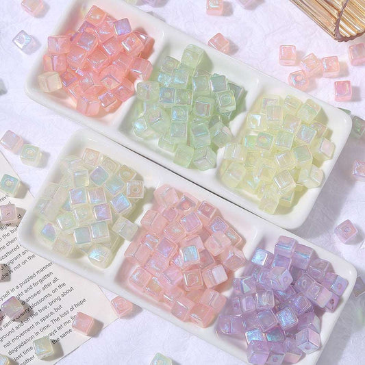 10mm Acrylic Iridescent Cube Mermaid Princess Fine Glitter
