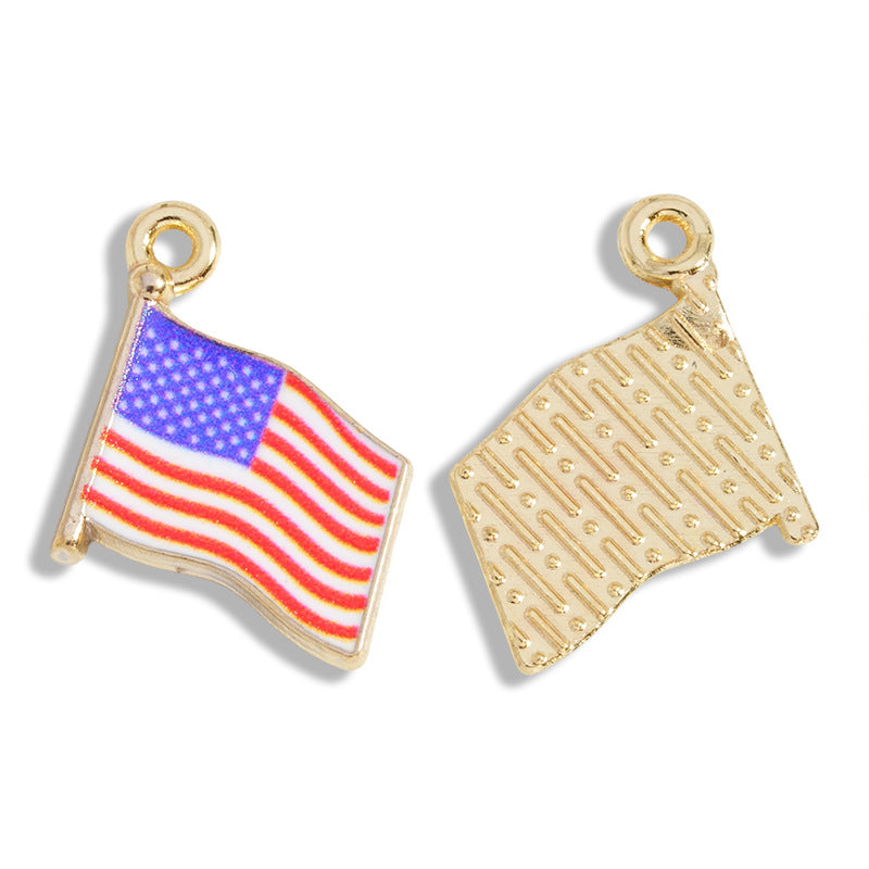 10 Pcs  Alloy World Flag Pendants，16*14mm