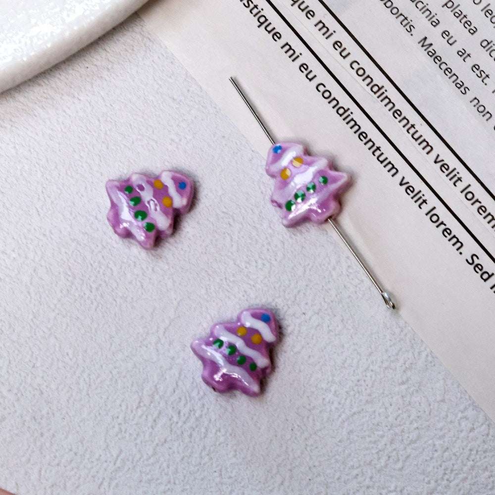 Summer Cute Hand-Painted Ceramic Beads Cartoon Christmas Tree
