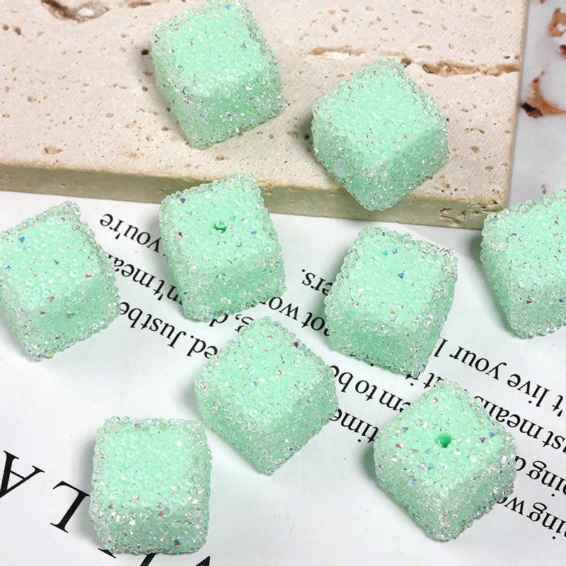 Candy Color Rhinestone Soft Sugar Square Beads
