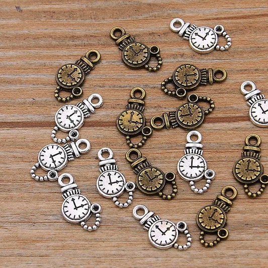 2 Colors 9*12mm 0.7g Alarm Clock Small Pendant DIY Alloy Jewelry Accessories Jewelry Accessories