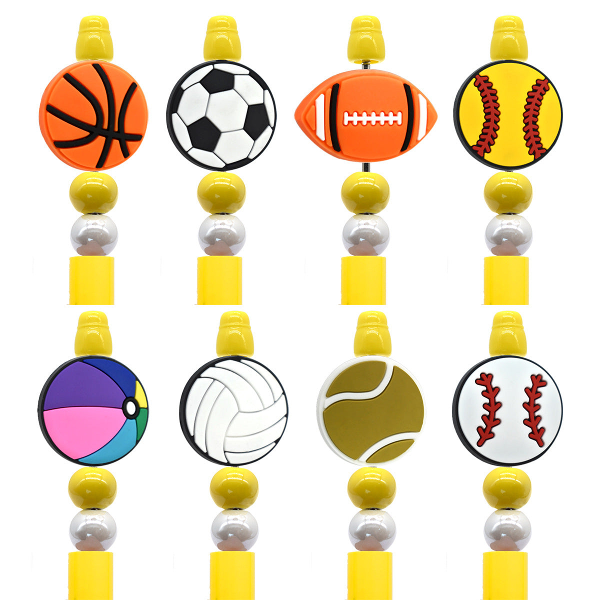 Ball Sports Series Silicone Focal Beads