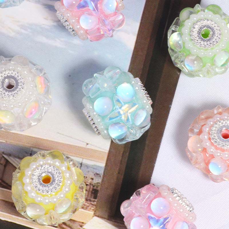 Jelly Color Star Colorful Transparent Straight Hole Loose Beads Beads