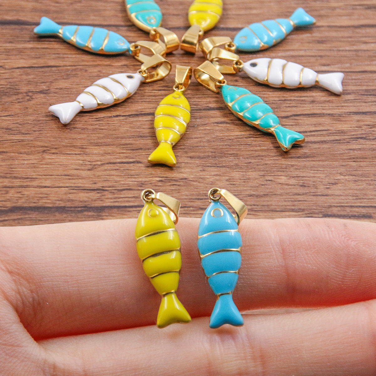 7X28mm Gold Fish Shape Oil Drop Pendant Small Charms
