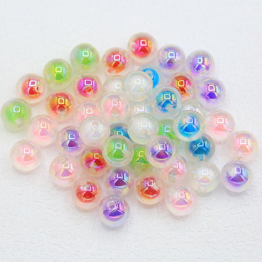 16mm Sugar Heart Luminous Acrylic Beads UV Colorful Plated Round Beads DIY Bracelet Necklace Jewelry Accessories
