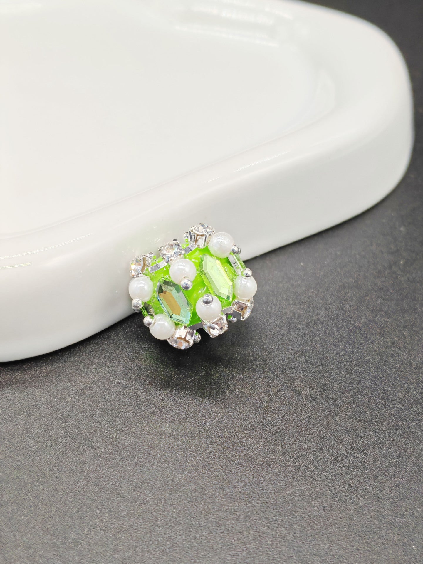 Pearl Zircon Heart Diamond Ball Straight Hole Bead