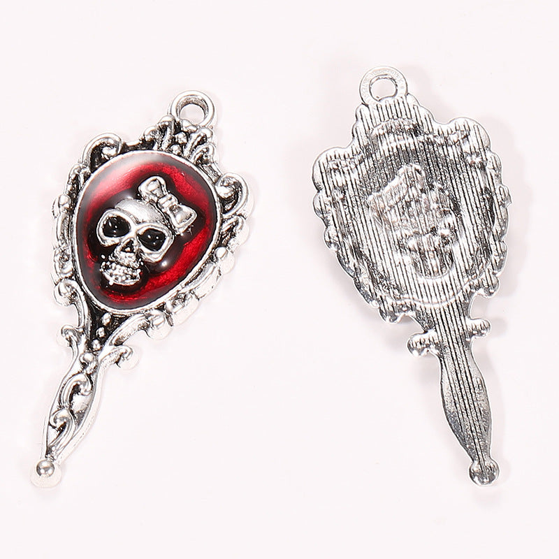 10 Pcs Zinc Alloy Dark Gothic Magic Mirror Skull Pendant