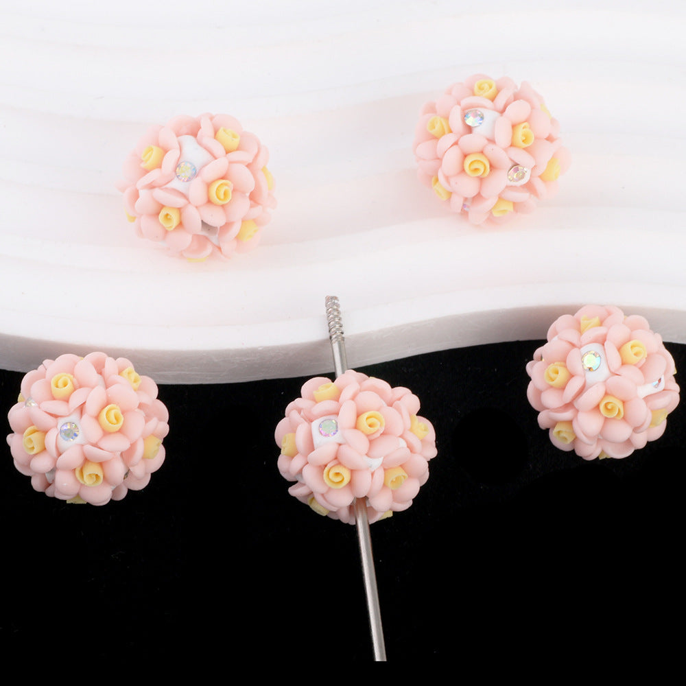 Simple Colorful Rose Ball Soft Clay Drill Ball Bead