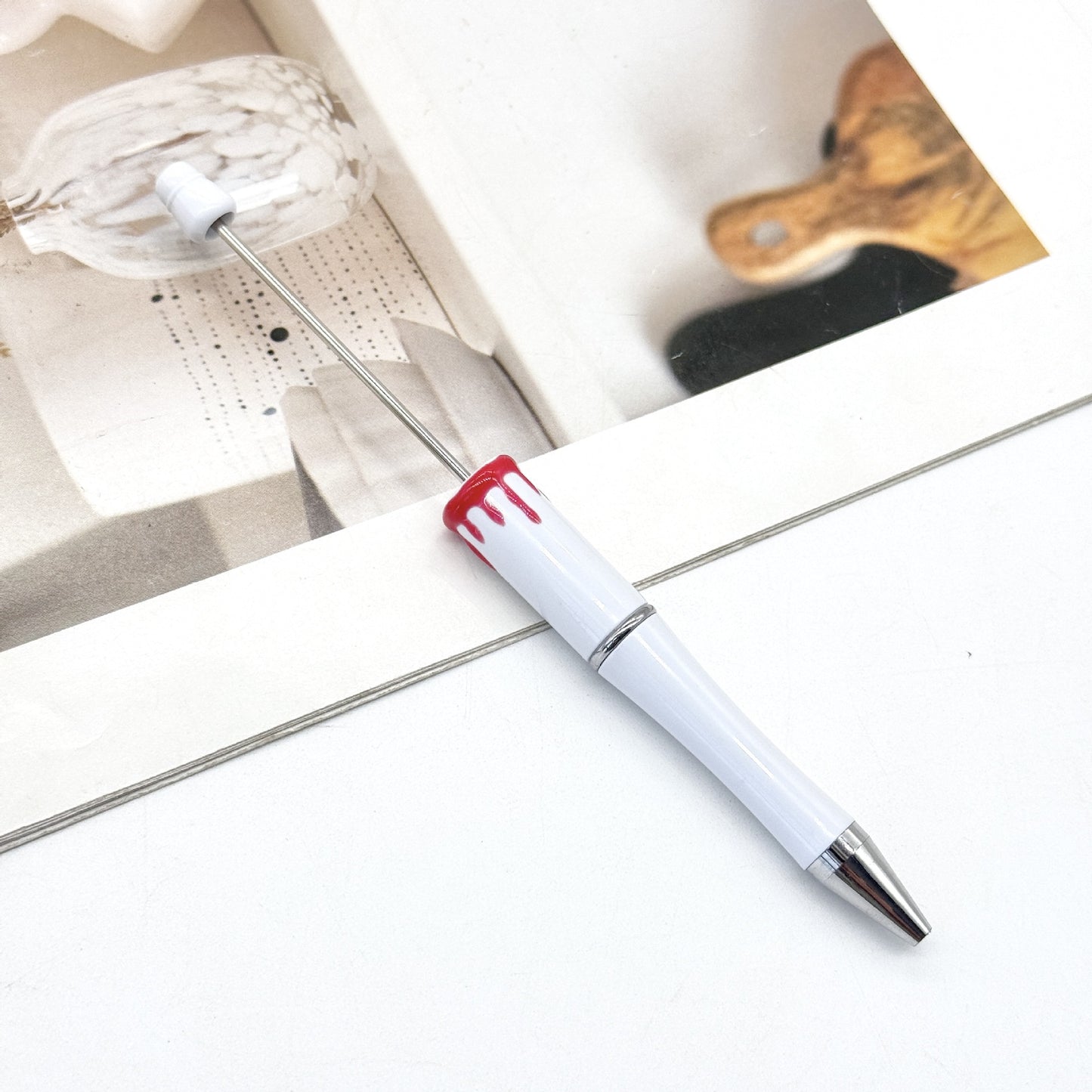 Blood Print Beaded Pen Fun Hand-painted Rotating Cute Pen