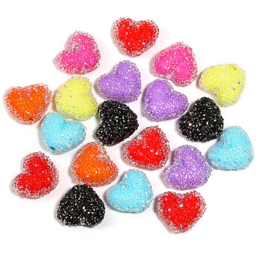 Colorful Rhinestone Soft Sugar Heart Drill Ball