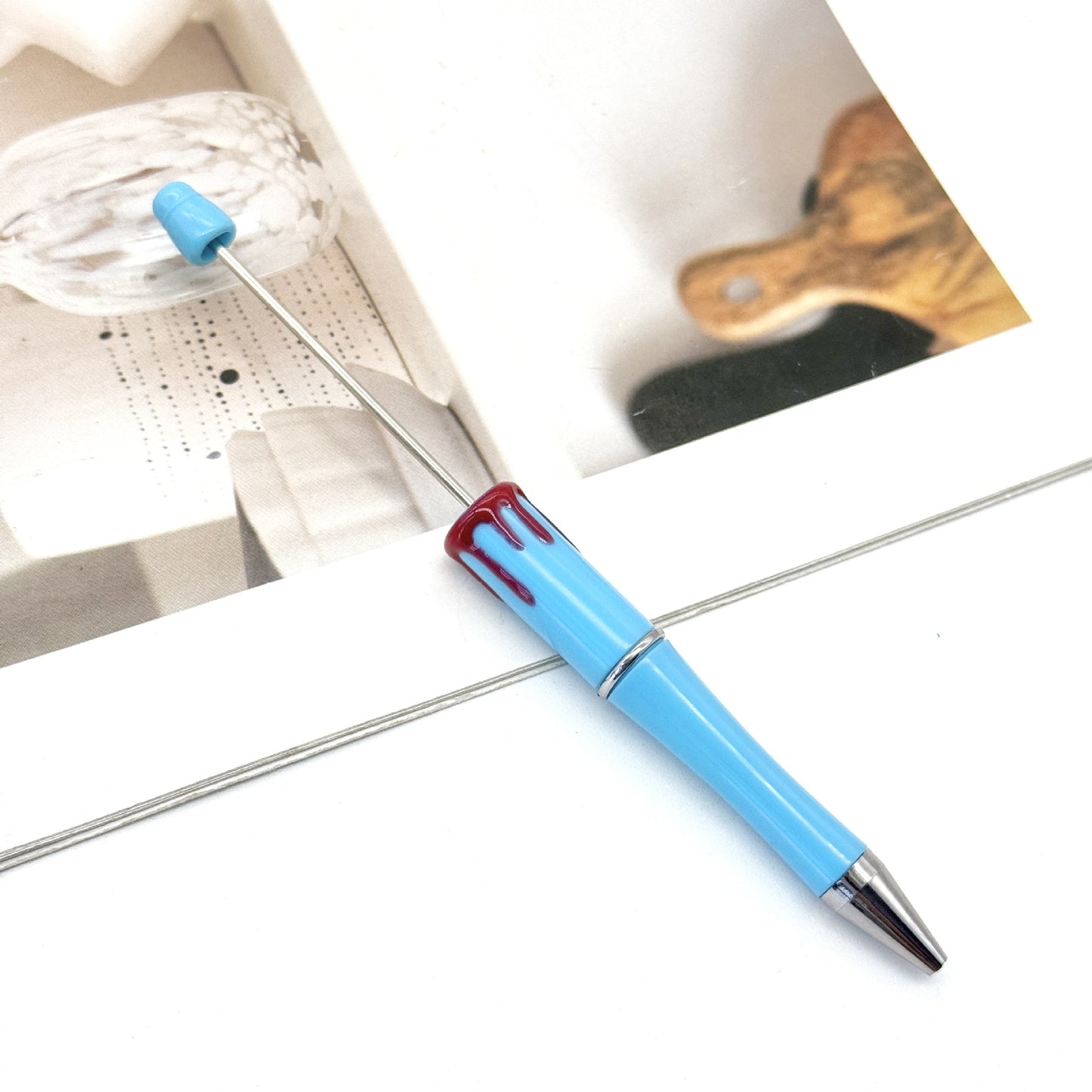 Blood Print Beaded Pen Fun Hand-painted Rotating Cute Pen