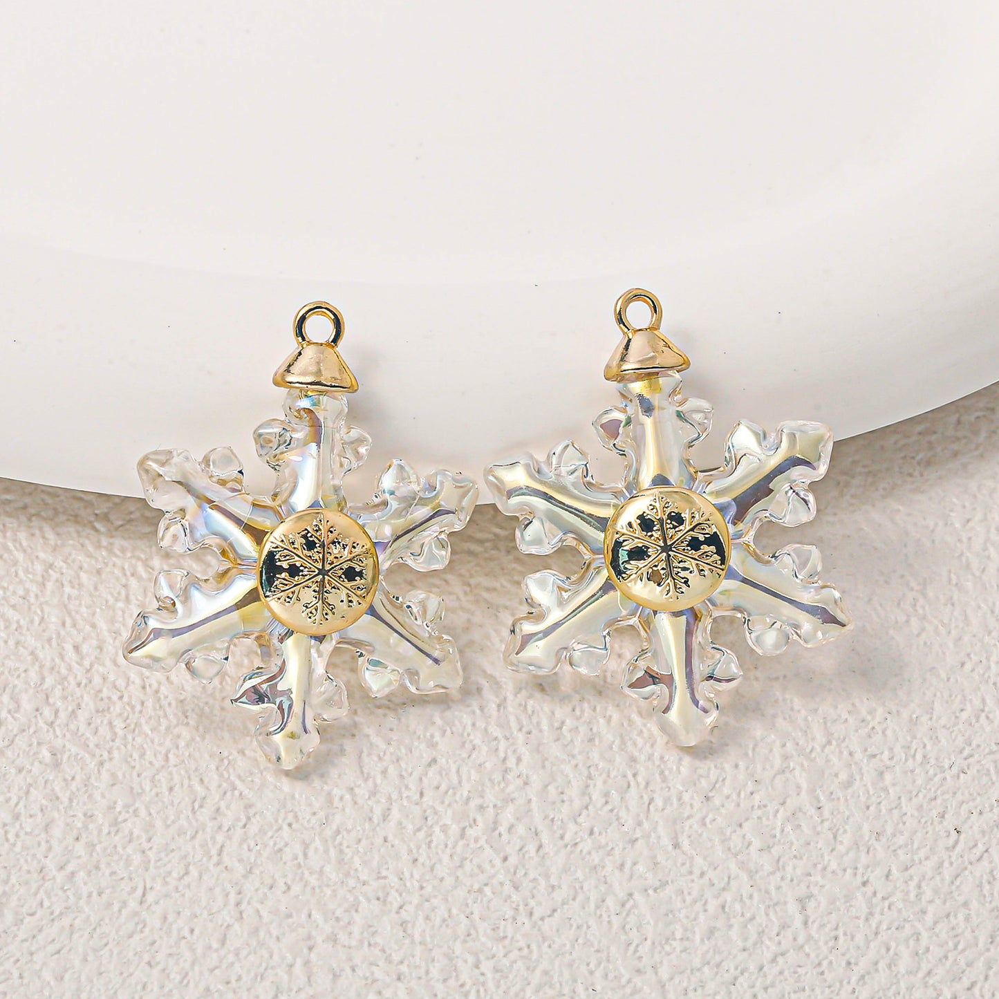 Mabe Transparent Snowflake Alloy Charm