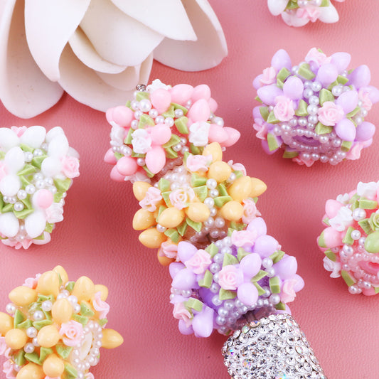Pearl Flower Ball Colorful Wearable Straight Hole Beads