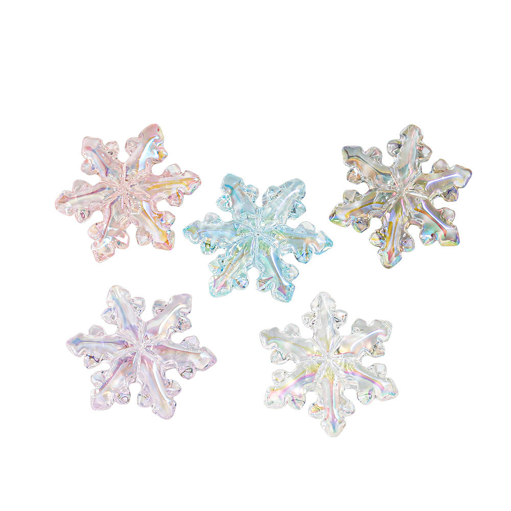 Transparent Through Hole Snowflake Handmade Mobile Phone Chain Keychain Hanging Ornaments Accessories Diy Material