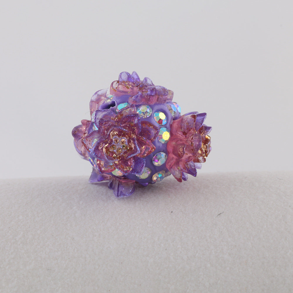 Flower Beads Flower Beads Inlaid with Diamonds Purple Butterfly Flower Soft Clay Beads