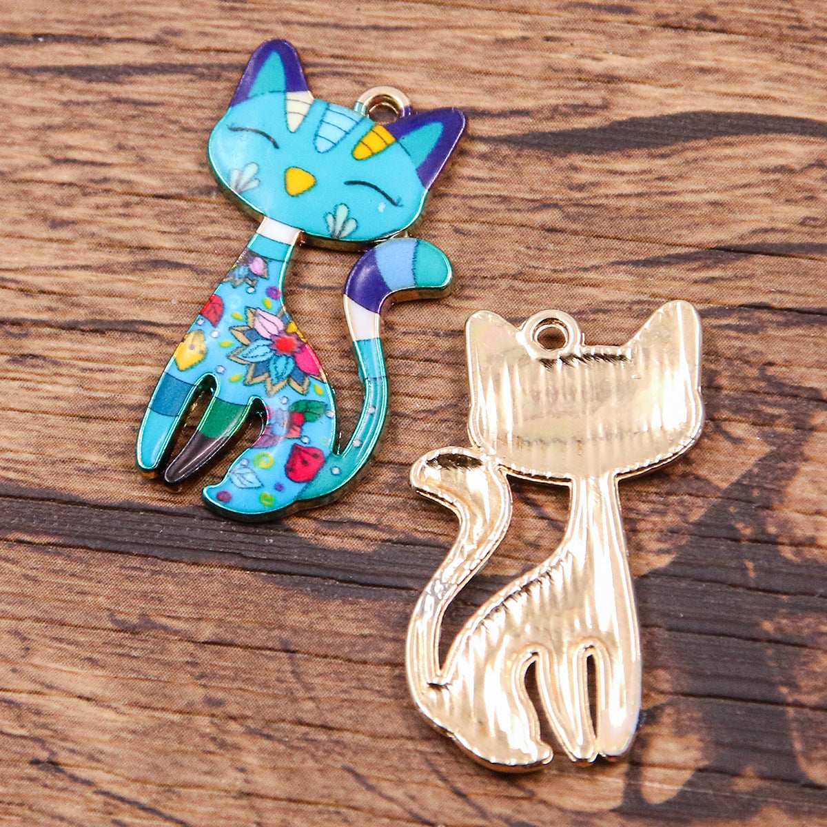 1 Piece 8 Colors 17*29mm DIY Alloy Jewelry KC Gold Drop Oil Color Printing Halloween Fox Pendant Hanging Decoration