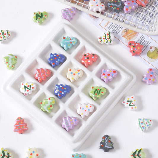 Ceramic Hand-painted Christmas Tree Beads Cartoon Loose Beads
