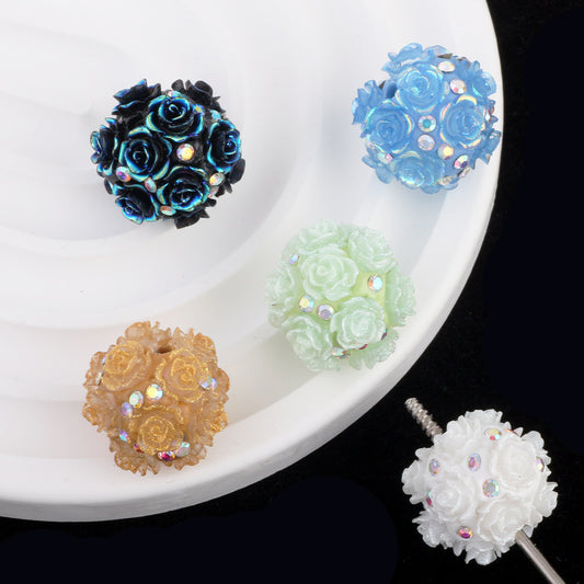 Flower Beads Green Satin Soft Clay Beads