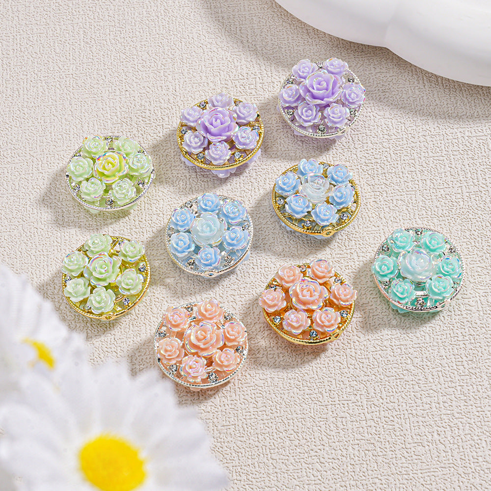 Round Double-Sided Resin Beads Gold and Silver Beads