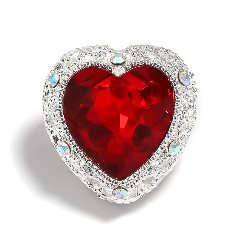 Colorful Oval Rhinestone Through-Hole Beads Heart-Shaped Beads