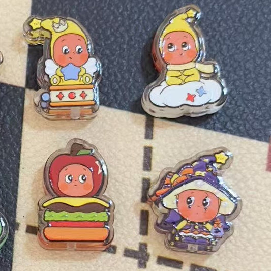 5 pcs Printed Embossed Cartoon Amusement Park Star People Acrylic Beads